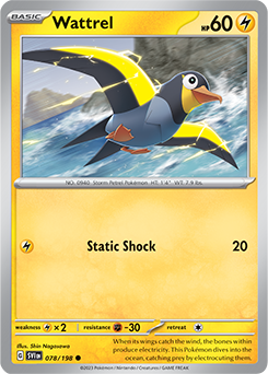 Common Pokémon card Wattrel 078/198 from Scarlet & Violet expansion