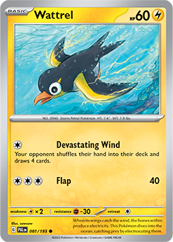 Common Pokémon card Wattrel 081/193 from Paldea Evolved expansion