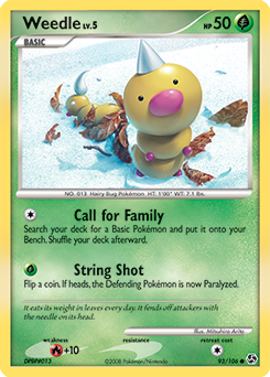 Common Pokémon card Weedle 93/106 from Great Encounters expansion