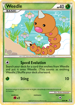 Common Pokémon card Weedle 69/95 from Unleashed expansion