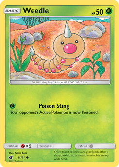 Weedle 1/111 Pokémon card from Crimson Invasion for sale at best price