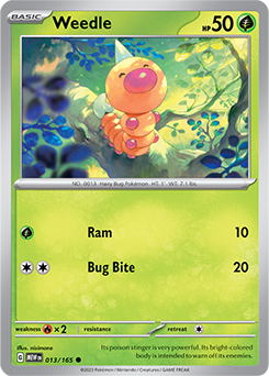 Common Pokémon card Weedle 13/165 from 151 expansion