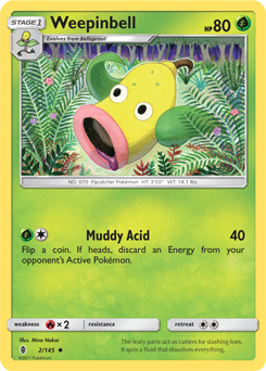 Weepinbell 2/145 Pokémon card from Guardians Rising for sale at best price