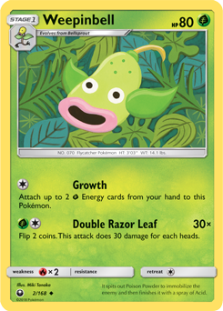 Weepinbell 2/168 Pokémon card from Celestial Storm for sale at best price