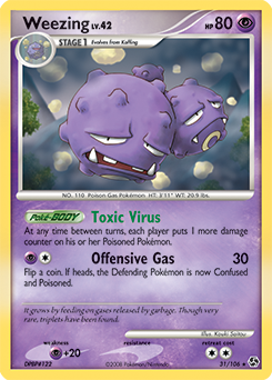 Rare Pokémon card Weezing 31/106 from Great Encounters expansion