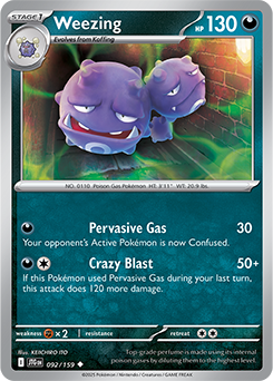 Uncommon Pokémon card Weezing 92/159 from Journey Together expansion