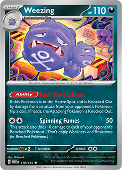 Rare Pokémon card Weezing 110/165 from 151 expansion