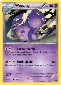 Uncommon Pokémon card Weezing 28/124 from Fates Collide expansion