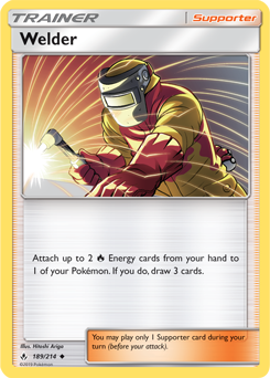 Uncommon Pokémon card Welder 189/214 from Unbroken Bonds expansion