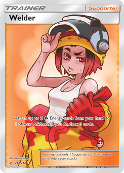 Full Art Trainer Pokémon card Welder 214/214 from Unbroken Bonds expansion