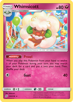 Whimsicott 144/236 Pokémon card from Unified Minds for sale at best price