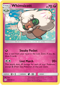 Whimsicott 148/236 Pokémon card from Cosmic Eclipse for sale at best price