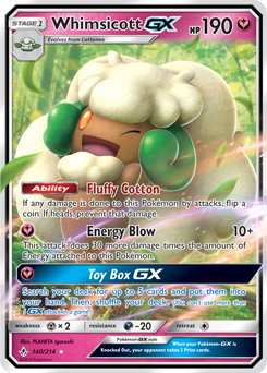 Pokémon GX Pokémon card Whimsicott GX 140/214 from Unbroken Bonds expansion