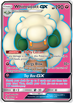 Full Art Pokémon Pokémon card Whimsicott GX 206/214 from Unbroken Bonds expansion