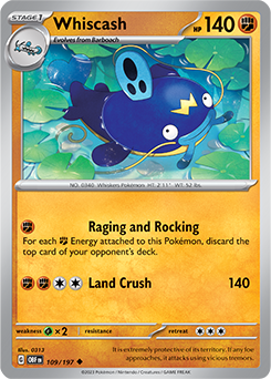 Whiscash 109/197 Pokémon card from Obsidian Flames for sale at best price
