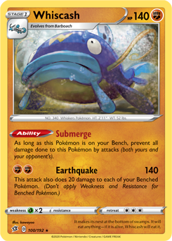 Whiscash 100/192 Pokémon card from Rebel Clash for sale at best price
