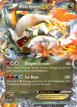 Pokémon EX Pokémon card White Kyurem EX 101/113 from Legendary Treasures expansion