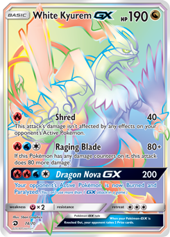 White Kyurem GX 74/70 Pokémon card from Dragon Majesty for sale at best price