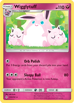 Rare Pokémon card Wigglytuff 135/214 from Unbroken Bonds expansion