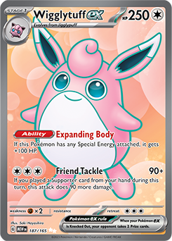 Ultra rare Pokémon card Wigglytuff ex 187/165 from 151 expansion