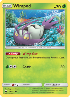 Wimpod 16/147 Pokémon card from Burning Shadows for sale at best price