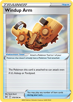 Uncommon Pokémon card Windup Arm 170/196 from Lost Origin expansion