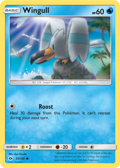Common Pokémon card Wingull 37/149 from Sun & Moon expansion