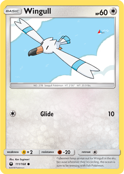 Common Pokémon card Wingull 111/168 from Celestial Storm expansion