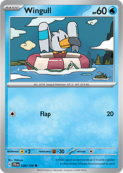 Common Pokémon card Wingull 38/159 from Journey Together expansion