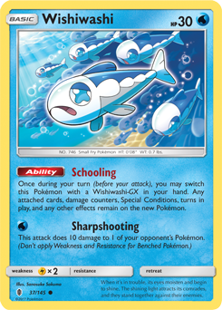 Common Pokémon card Wishiwashi 37/145 from Guardians Rising expansion