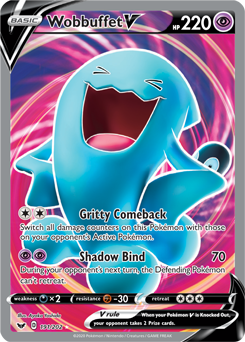 Full Art V Pokémon card Wobbuffet V 191/202 from Sword & Shield expansion