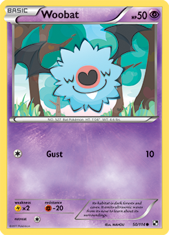 Common Pokémon card Woobat 50/114 from Black & White expansion