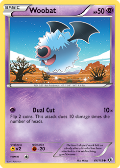Common Pokémon card Woobat 64/113 from Legendary Treasures expansion