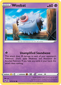 Common Pokémon card Woobat 073/185 from Vivid Voltage expansion