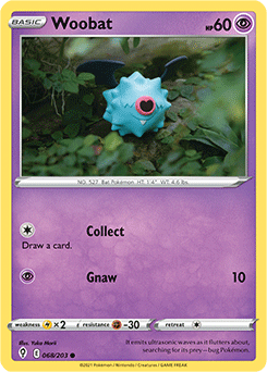 Common Pokémon card Woobat 68/203 from Evolving Skies expansion