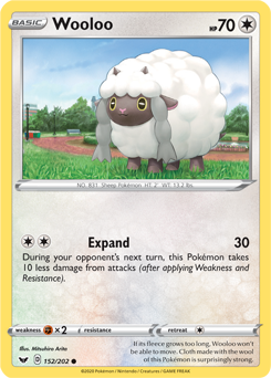 Common Pokémon card Wooloo 152/202 from Sword & Shield expansion