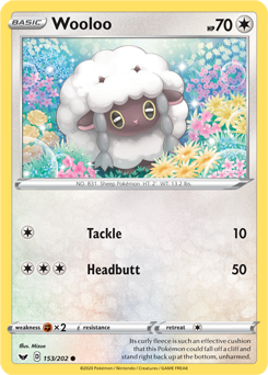 Common Pokémon card Wooloo 153/202 from Sword & Shield expansion