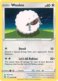 Common Pokémon card Wooloo 221/264 from Fusion Strike expansion