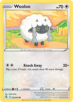 Common Pokémon card Wooloo 222/264 from Fusion Strike expansion