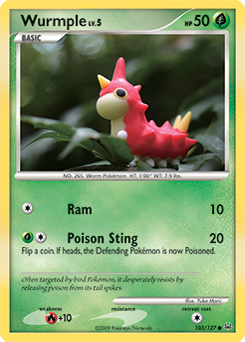 Common Pokémon card Wurmple 103/127 from Platinuim expansion