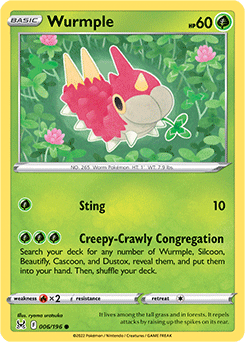 Common Pokémon card Wurmple 006/196 from Lost Origin expansion
