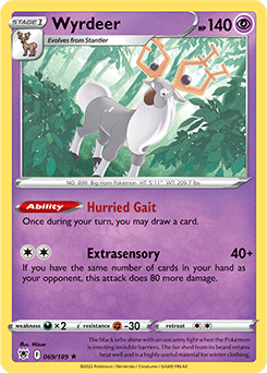 Rare Holo Pokémon card Wyrdeer 069/189 from Astral Radiance expansion