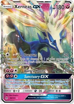Pokémon GX Pokémon card Xerneas GX 90/131 from Forbidden Light expansion