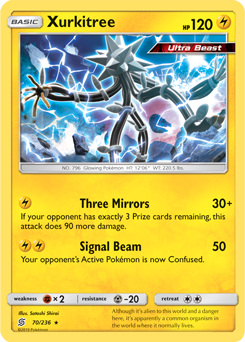 Rare Pokémon card Xurkitree 70/236 from Unified Minds expansion