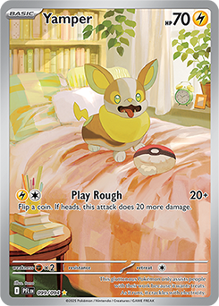 Illustration rare Pokémon card Yamper 99/94 from Phantasmal Flames expansion