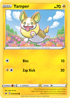 Yamper 74/202 Pokémon card from Sword & Shield for sale at best price
