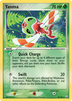 Rare Pokémon card Yanma 28/109 from Ex Team Rocket Returns expansion