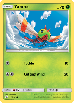Common Pokémon card Yanma 2/236 from Unified Minds expansion