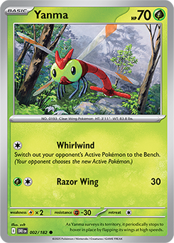 Common Pokémon card Yanma 2/182 from Destined Rivals expansion