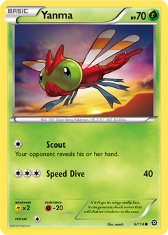 Common Pokémon card Yanma 6/114 from Steam Siege expansion